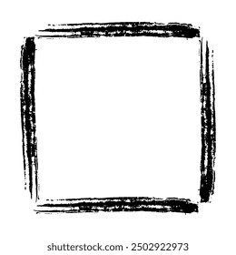 Black ink paint vector brush square. Thick dirty distress texture. Grunge rough paint brushes. touch material, dirty splash, handwritten texture simple stripes