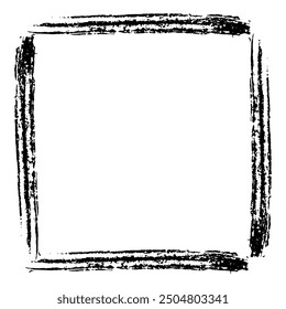 Black ink paint vector brush square. Thick dirty distress texture. Grunge rough paint brushes. touch material, dirty splash, handwritten texture simple stripes