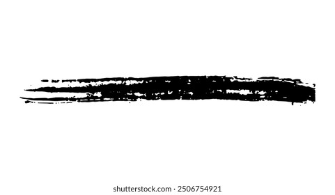 Black ink paint vector brush strokes. Thick dirty distress texture. Grunge rough paint brushes. touch material, dirty splash, handwritten texture simple stripes