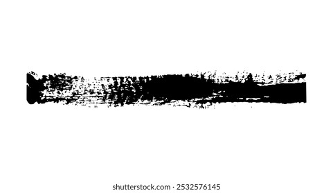 Black ink paint vector brush strokes. Thick dirty distress texture. Grunge rough paint brushes. touch material, dirty splash, handwritten texture simple stripes