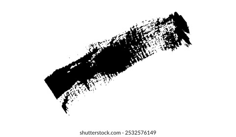 Black ink paint vector brush strokes. Thick dirty distress texture. Grunge rough paint brushes. touch material, dirty splash, handwritten texture simple stripes