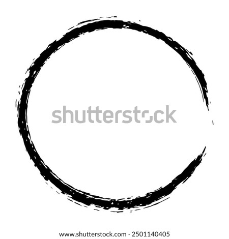 Black ink paint vector brush oval circle stroke. Thick dirty distress texture. Grunge rough paint brushes. touch material, dirty splash, handwritten texture simple stripes