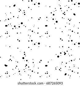 Black ink paint watercolor pattern. Abstract grunge vector pattern. Watercolor polka dot. Black splashes on white  background