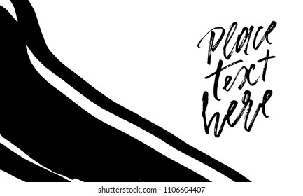 Black ink painted background in shape of wave with place for your text.