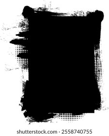 black ink painting blank banner label grunge graphic artistic element background