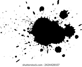 pintura de tinta negra gota salpicadura salpicadura sobre fondo blanco