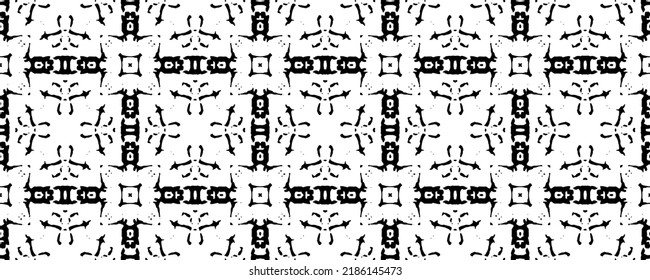 Black Ink Pattern. Cloth Pen Background. Endless Line Design. Ink Design Drawing. Vintage Drawn Texture. Doodle Seamless Paint. Line Paper Paint. Vector Black Pattern. Classic Template Print. Ethnic