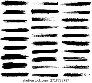Juego de trazos de pluma de tinta negra, con texturas dibujadas a mano, atrevidas, adecuadas para el Diseño gráfico.