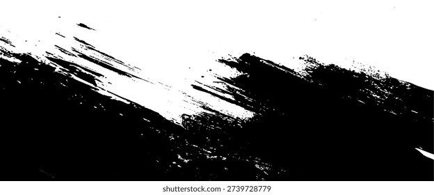 Black Ink plashes grunge paint stroke on white background
