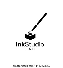 black Ink Pot and Pen