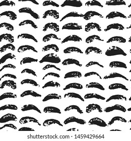 Black ink repeating on white background. Freehand abstract seamless pattern. Vector illustration.