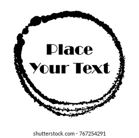 Black ink round stroke on white background. Vector illustration of grunge circle stains. Enso calligraphy element japanese or chinese style