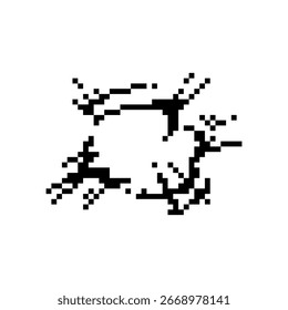 Black ink splash in 8-bit pixel art, depicting dynamic motion in a classic retro style.