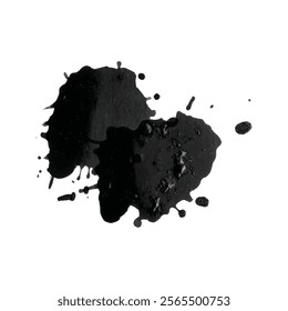 Black ink splash and abstract watercolor splatter isolated on white paper artistic drop stain gray spot brush stroke texture dark blot and spray for illustration and design project