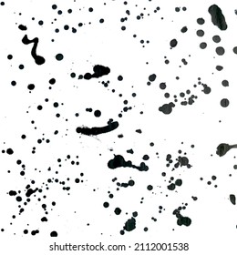 Black Ink Splash Dotty Ink Pen Abstract Art Illustration On White Background