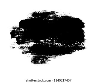 Black ink splash or drop made with brush. Ink splatter. Isolated vector illustration