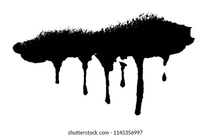 Black ink splash or drop made with brush. Ink splatter. Isolated vector illustration