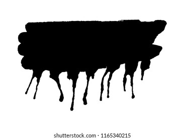 Black ink splash or drop made with brush. Ink splatter. Isolated vector illustration