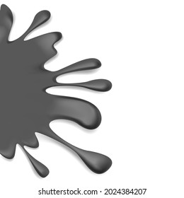 Black ink splash or drop volume oil fluid shape, vector graphic element