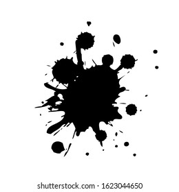 Black ink splash. Grunge splatters. Abstract background. Grunge text banners