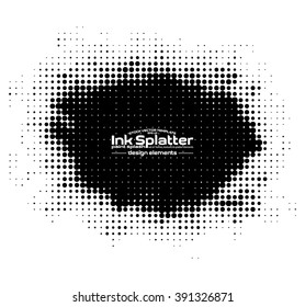 Black Ink splash halftone background
