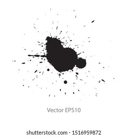 black ink splash isolated on white background. Vector EPS10