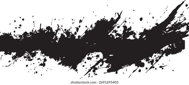 Black ink splash on white background, abstract artistic stroke, perfect for creative design projects and modern art compositions.
