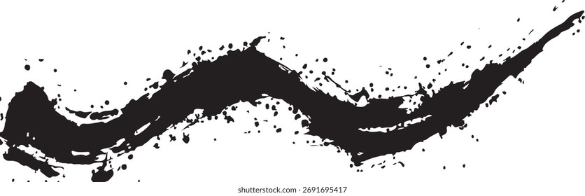 Black ink splash on white background, abstract artistic stroke, perfect for creative design projects and modern art compositions.
