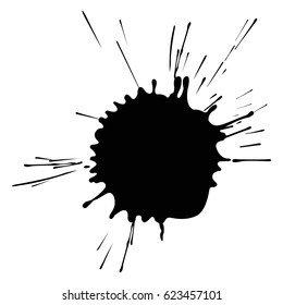 Black ink splash on a white background