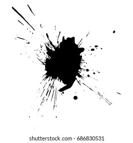 Black ink splash on white background. Abstract vector illustration
