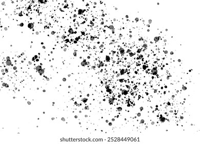 Black ink splash, paint splatter isolated on transparent background. Vector illustration