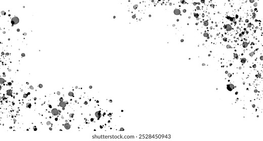 Black ink splash, paint splatter frame isolated on transparent background. Vector illustration