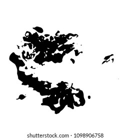 Black ink splash. Realistic vector illustration. Underwater swirling paint cloud isolated on black background. Abstract artistic element for design.
