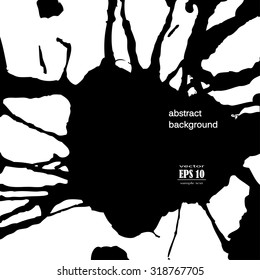 Black ink splash with sample text on white background. eps10