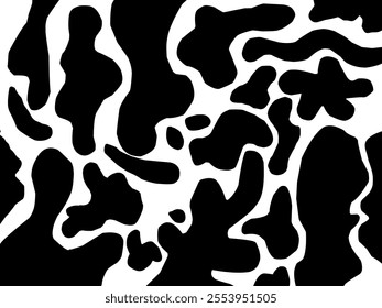 Black ink splash. Seamless Black and White Cow Print Pattern Vector. Cow texture repeated design background pattern backdrop wallpaper. Vector image illustration seamless
