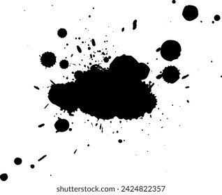 elemento gráfico grunge salpicadura de tinta negra sobre fondo blanco