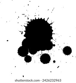 elemento gráfico grunge salpicadura de tinta negra sobre fondo blanco