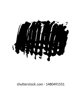 Black ink splash , splatter on white paper.  Bold organic paint brush stroke  shape , highly detailed. Grunge brushstroke halftone texture.