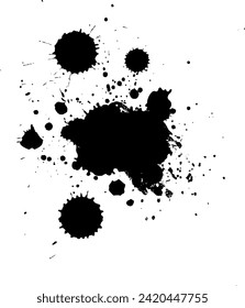black ink splash splatter on white background