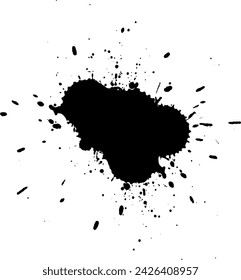 black ink splash splatter on white background