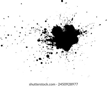 black ink splash splatter on white background