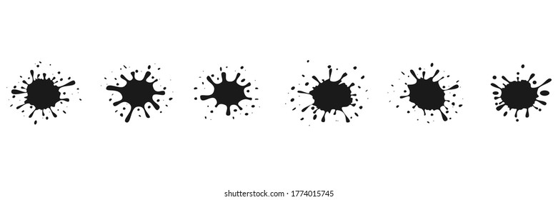 Black ink splash spots set vector illustration isolated on white background