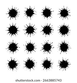 Ilustración vectorial de salpicadura de tinta negra sobre fondo blanco
