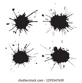 Black ink splashes.Set of ink blots.