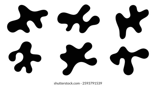 Black Ink Splashes, Blots. Abstract Shapes