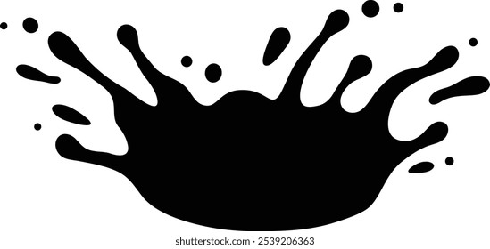 Black ink splashes, creating abstract shapes in a messy art style on a white background, evoking emotion and expression
