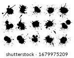 Black ink splashes. Grunge splatters. Abstract background. Grunge text banners