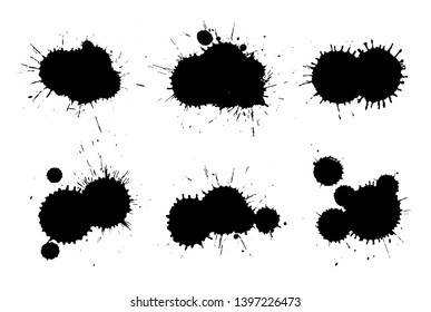 Black ink splashes.Set of grunge splatters.
