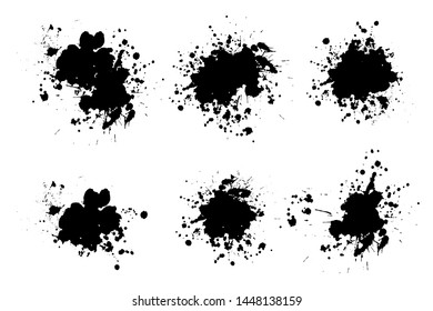 Black ink splashes. Grunge splatters. Abstract background. Grunge text banners