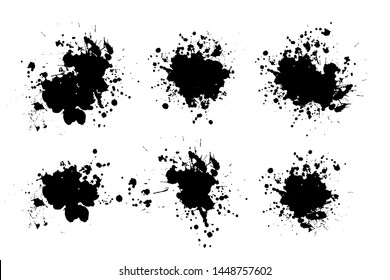 Black ink splashes. Grunge splatters. Abstract background. Grunge text banners